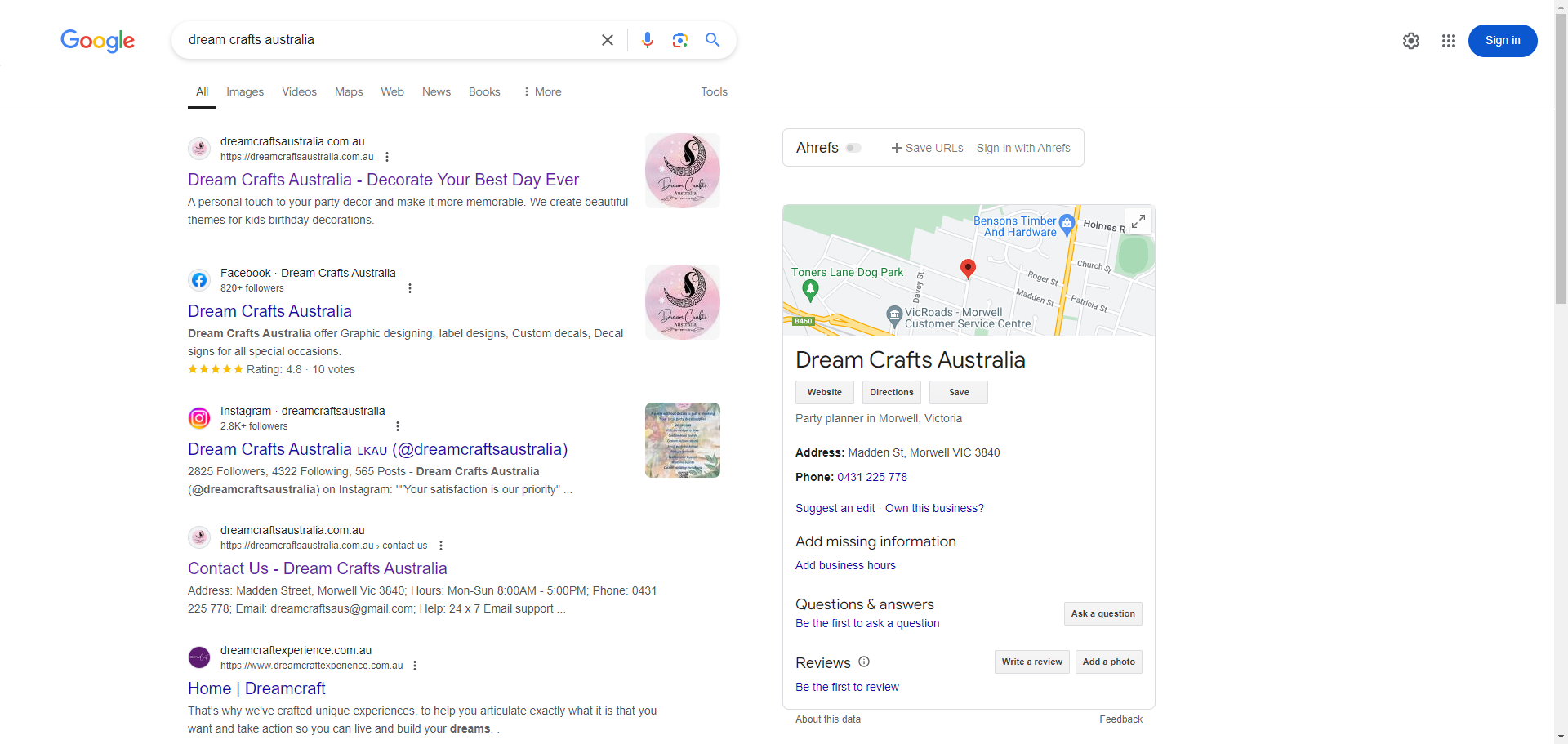 SERPs - dream crafts australia